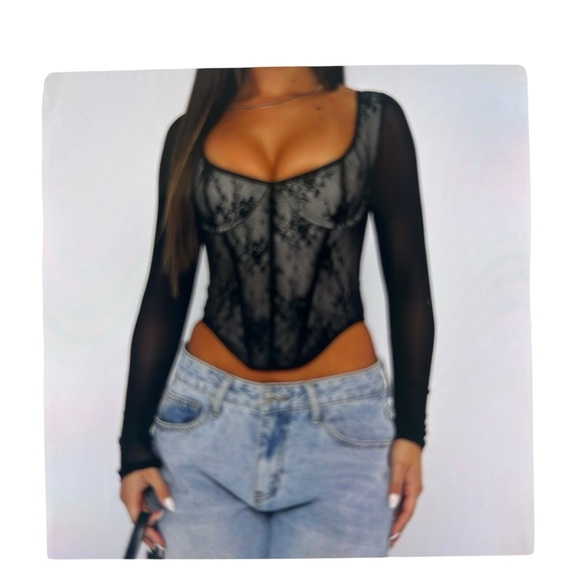 White Fox A Good Night Lace Long Sleeve Bustier Size medium aso Abby McKnight - Picture 4 of 16